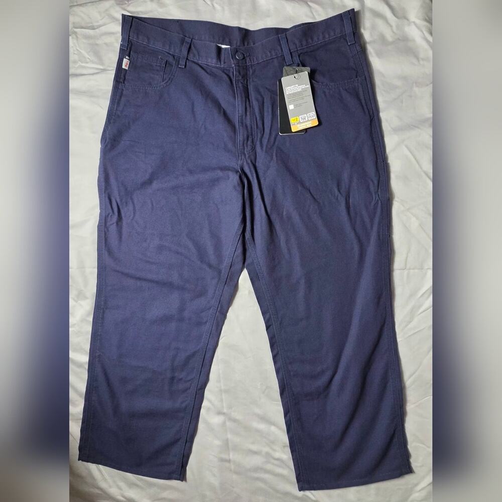 Carhartt FRB159 DNY Flame Resistant Canvas Work Pants 40x30 NWT CAT 2 Navy